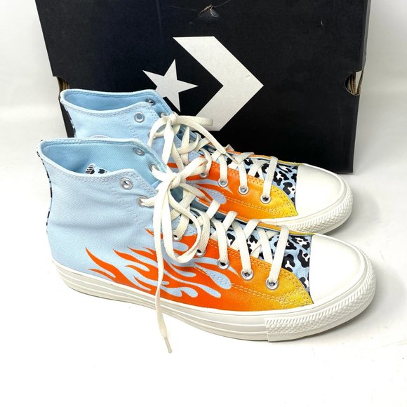 Converse Men's Size 167927C CTAS Patch High Top Canvas Agate Blue Orange Sneaker - Picture 6 of 10